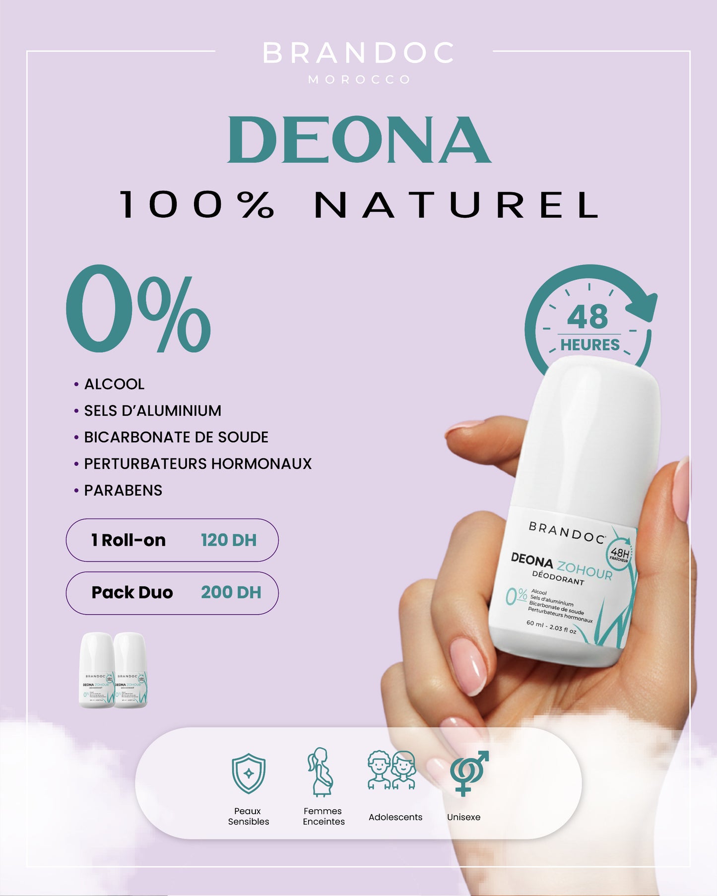 DEONA ZOHOUR – Déodorant Naturel 48h Parfum Palmarosa